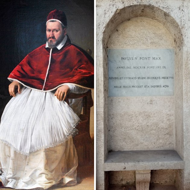 Plaque of Paul V Borghese and his portrait by Caravaggio (1571–1610)