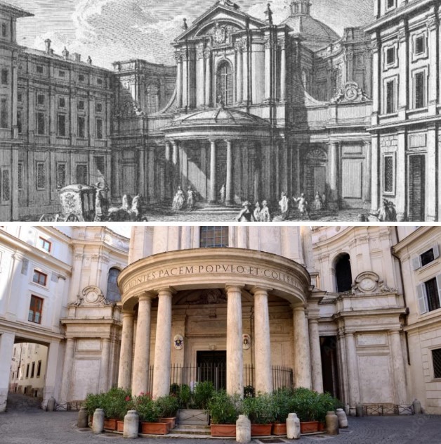 The façade of Santa Maria della Pace in an engraving by Giuseppe Vasi (18th century).