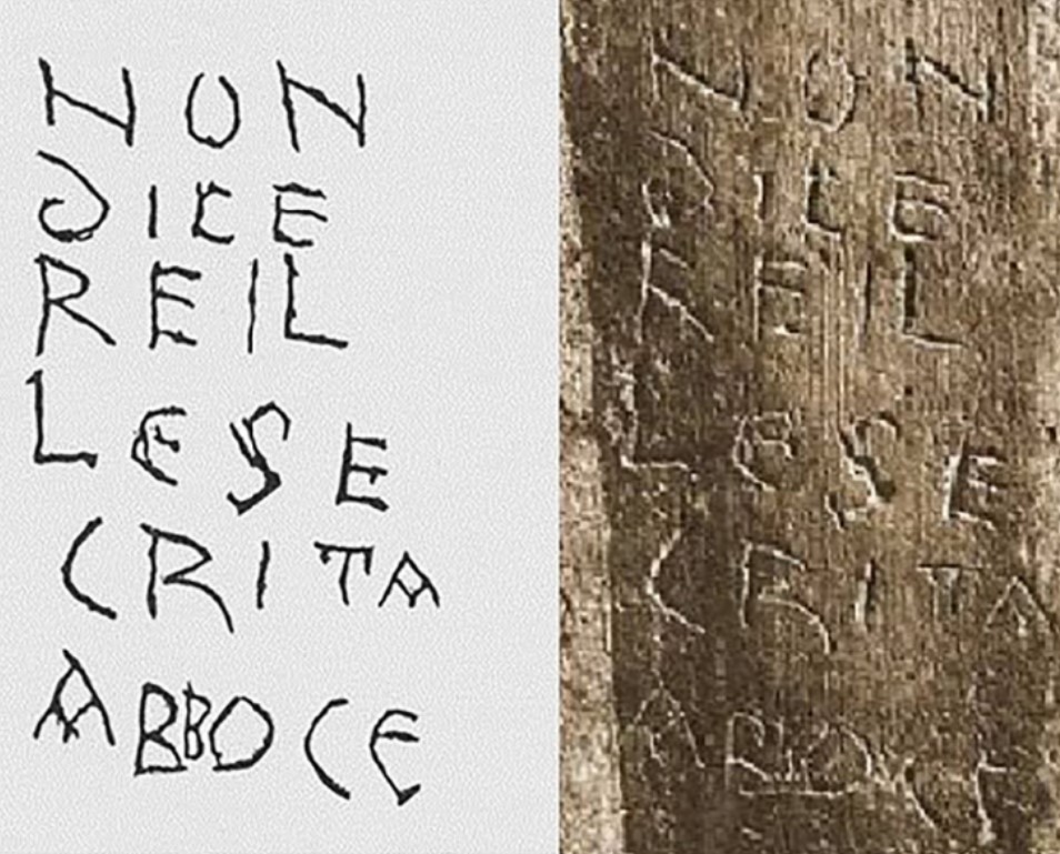 Inscription from the 9th century, Catacomb of Commodilla, Rome