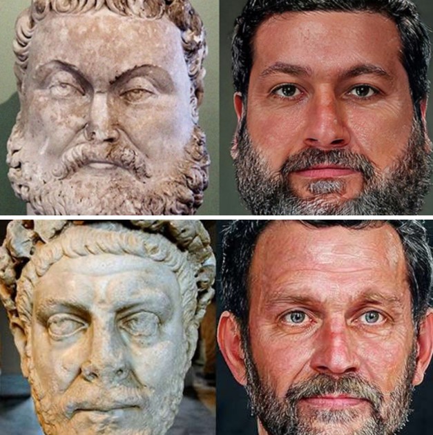 Emperors Marcus Aurelius Valerius Maximianus Herculius (Maximian, 250–310 CE) and Gaius Aurelius Valerius Diocletianus (Diocletian, 244–313 CE)