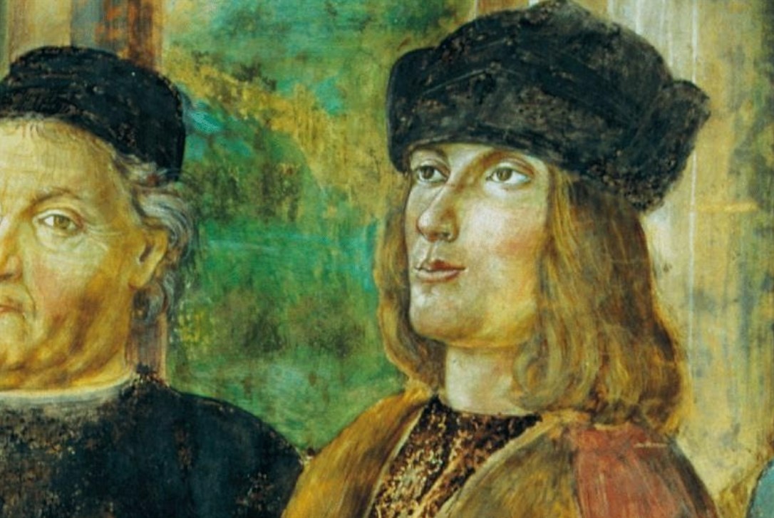 Aldus Manutius with at his side the Prince of Carpi Alberto III Pio detail by Bernardino Loschi (1460–1540)