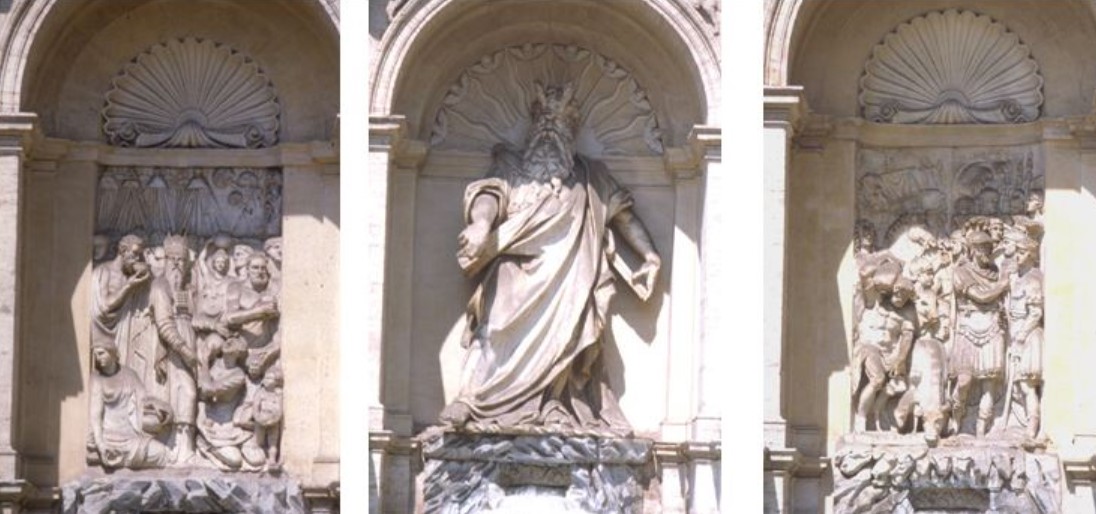 Scene of Aaron (Left) - Moses (Center) - Scene of Joshua (Right)