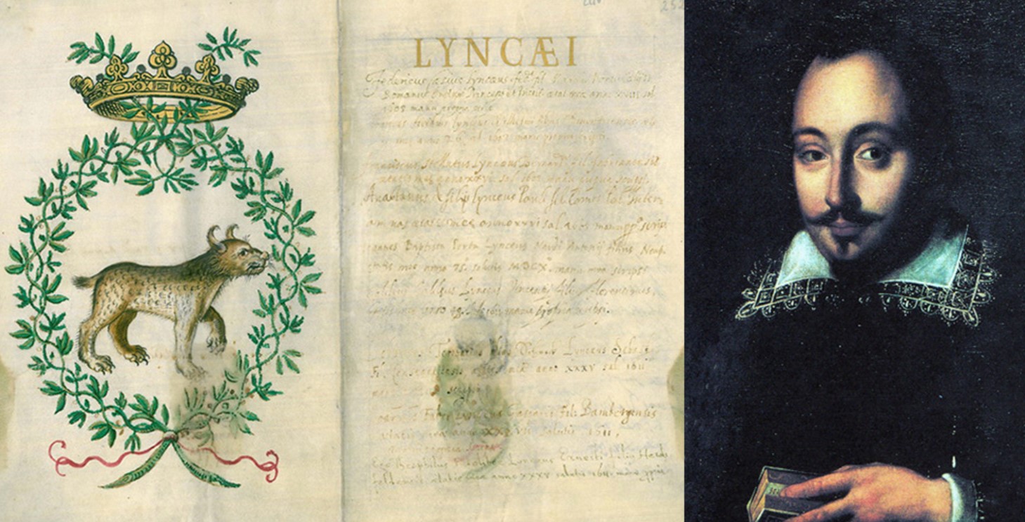 First emblem of Rome’s Accademia dei Lincei and portrait of Federico Cesi by Ragazzini (Palazzo Corsini, Rome)