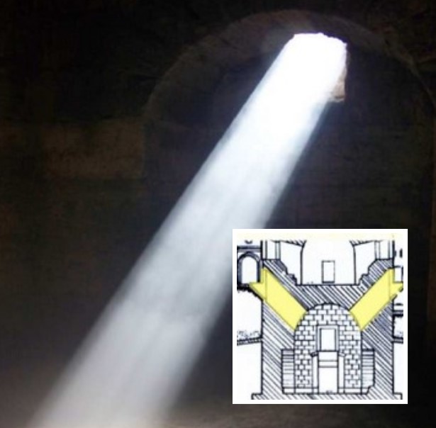 Section of the Mausoleum: Showing the Hall of Urns and the two Courtyards where 'wolf's mouth' windows allowed beams of light to pass during the Summer Solstice.