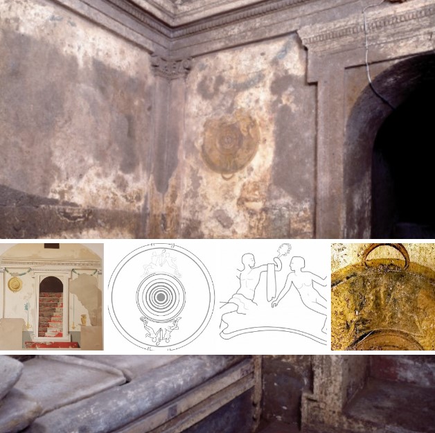 Hypogeum C, lower chamber – entrance wall: Depiction of Ariadne and Dionysus in a nuptial scene