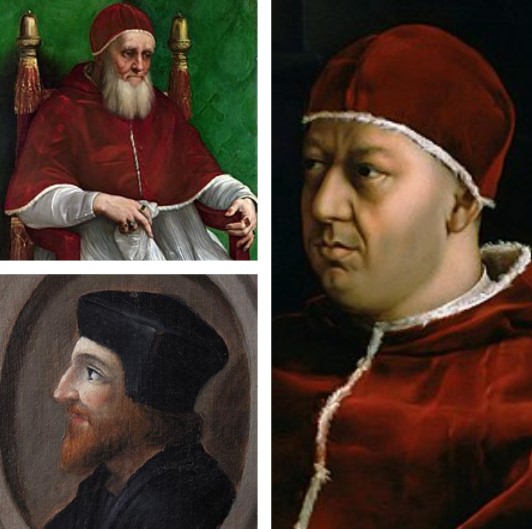 Popes: Giulio II (1443 – 1513), Leone X (1475 – 1521) and Agostino Chigi (1466-1520)