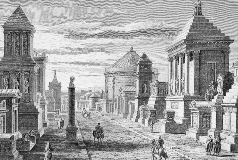 Via Appia in ancient Rome by Pierers Universal-Lexikon, 1891