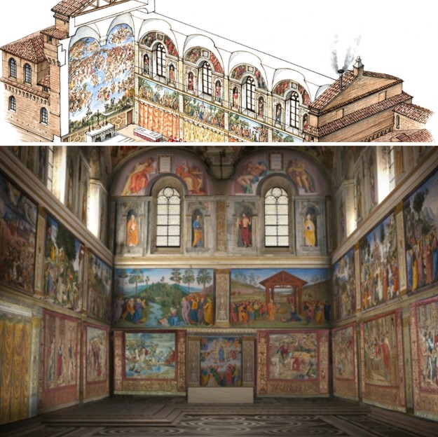 The Sistine Chapel today and before 1500