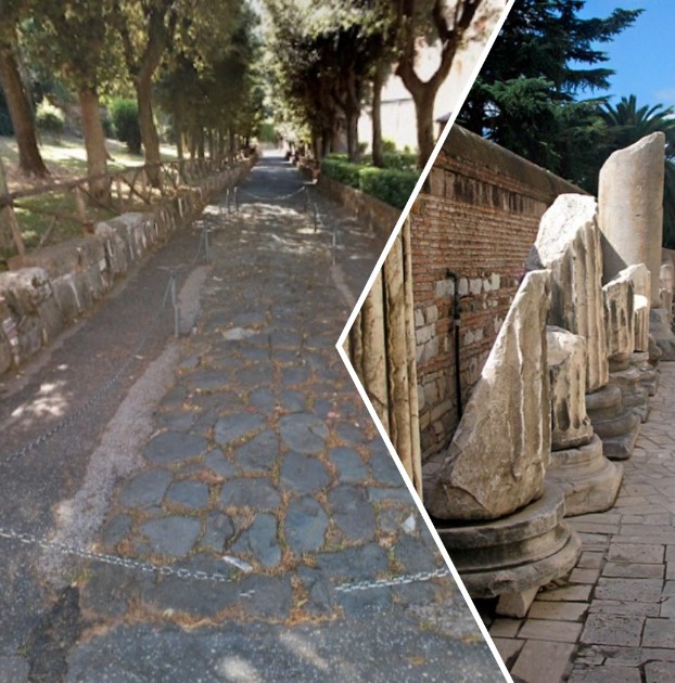 Roman basalt pavement (basolato) of the sanctuary of the Goddess Dia, remains of her temple (1st century AD).