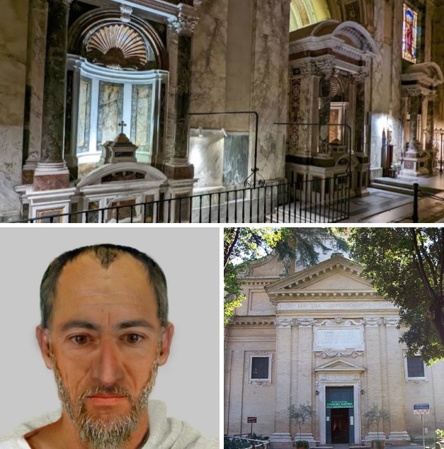 The three fountains inside the church of Saint Paul and his facial composite