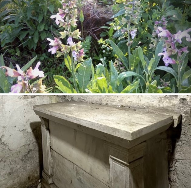 Pagan altar dedicated to the Goddess Dia in the Santa Maria Scala Coeli Church, found underground and later reused as the altar of St. Zeno. It appears that the altar's inscriptions were partially erased to dedicate it to Christian worship.