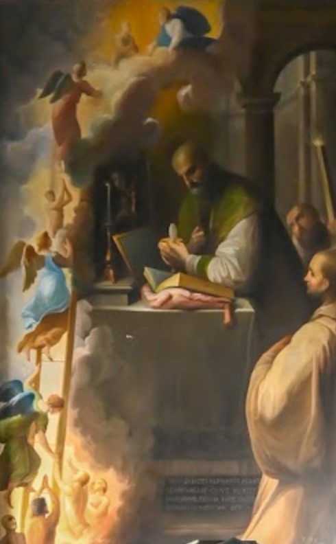 Saint Bernard, while celebrating Mass here, had a vision of a very long ladder leading to heaven. Souls were ascending this ladder, and the Madonna waited at the top to welcome them; this is where he had the vision of the Scala Coeli (Ladder to Heaven).
