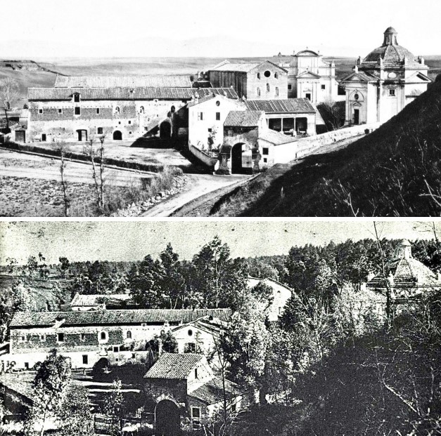 Three Fountains Abbey in 1870 and 1879, before and after the planting of eucalyptus trees.