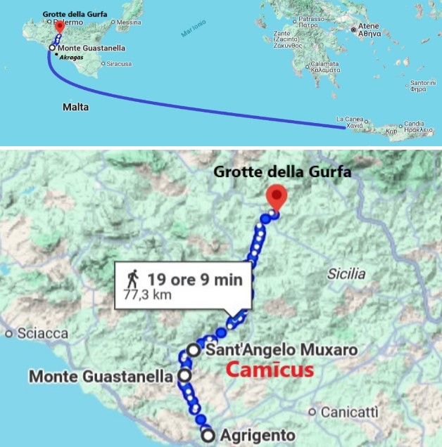 Location of the Gurfa Caves (Palermo) and Camicus