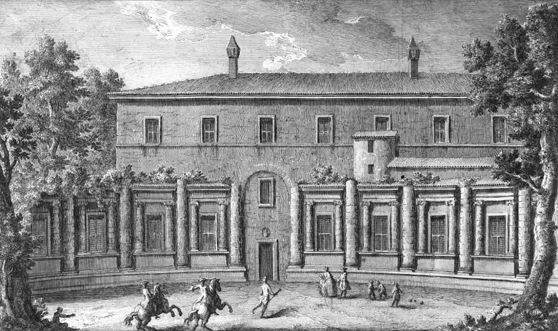 Villa Madama, 1761: Main Casino designed by Raphael of Urbino, then executed by his pupil Giulio Romano; the circular courtyard remained unfinished.